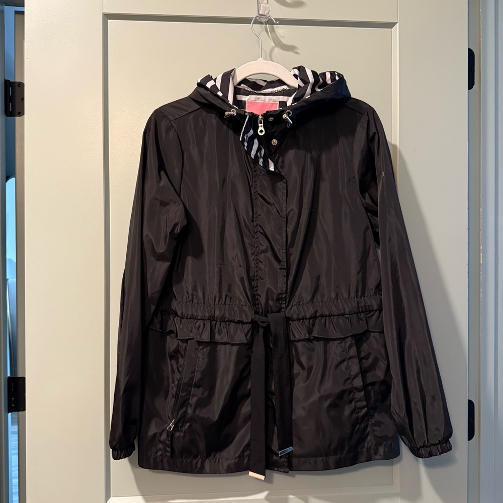 Kate Spade Black Rain Jacket with Striped Lining